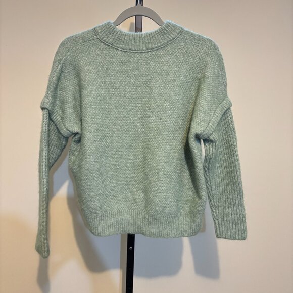 Madewell Havener Frosted Sage Alpaca Wool Blend Cable Sweater - Picture 10 of 13